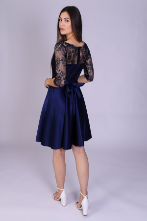 Rochie MIMI din dantela si tafta bleumarin [3]