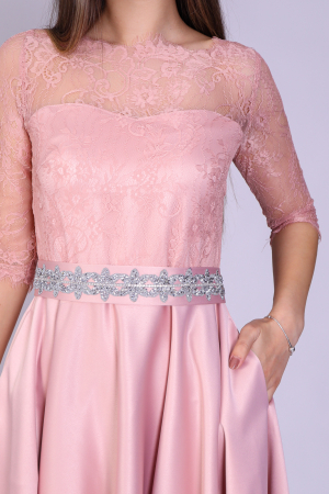 Rochie MIMI din dantela si tafta somon [3]