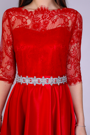 Rochie MIMI din dantela si tafta rosie [3]