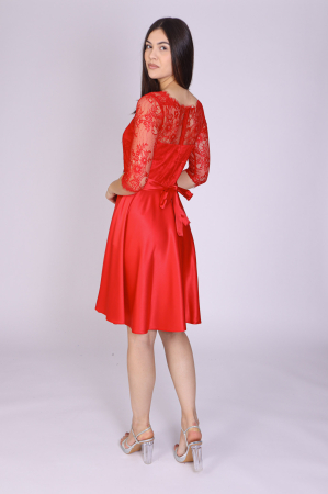 Rochie MIMI din dantela si tafta rosie [3]