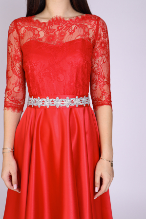 Rochie MIMI din dantela si tafta rosie [2]