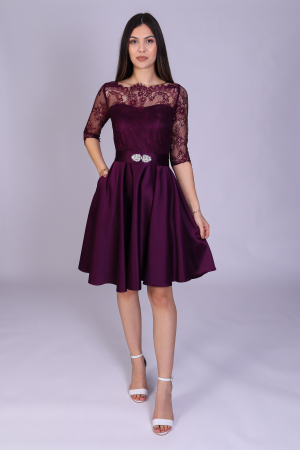 Rochie MIMI din dantela si tafta mov