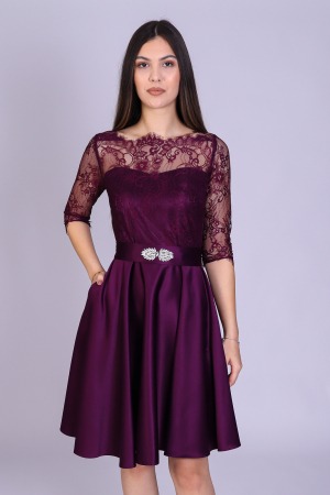 Rochie MIMI din dantela si tafta mov [1]