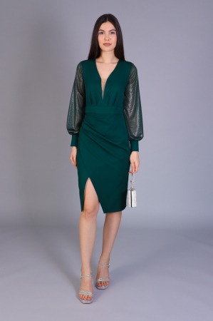 Produse - Rochie NORA din Stofa si Maneci din Dantela