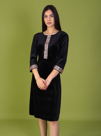 Rochie LAURA din Catifea Neagra cu Paiete pe Bust [1]