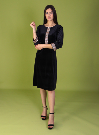 Rochii din Catifea - Rochie LAURA din Catifea Neagra cu Paiete pe Bust