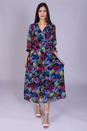 Rochii Midi - Rochie OLGA midi cu imprimeu bleumarin