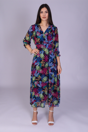 Rochie OLGA midi cu imprimeu bleumarin [2]