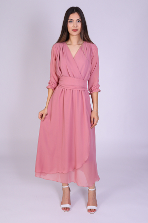 Rochii Midi - Rochie OLGA Midi, Roz, Engros