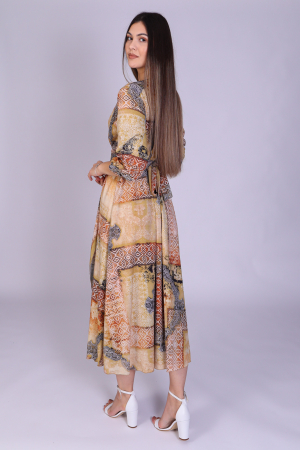 Rochie OLGA midi cu imprimeu bej [2]