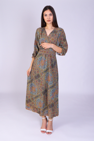 Rochii Midi - Rochie OLGA Midi cu Imprimeu Maro, Engros