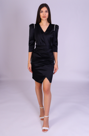 Rochie PERLA de ocazie neagra cu umeri bufanti [0]
