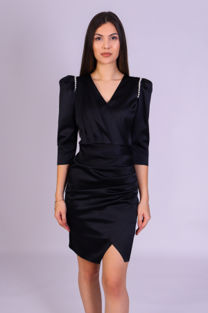 Rochie PERLA de ocazie neagra cu umeri bufanti [1]