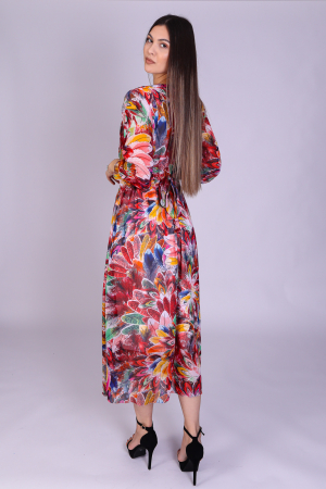 Rochie OLGA midi cu  imprimeu floral rosu [2]