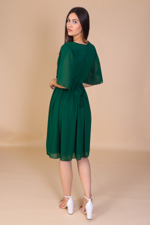 Rochie ROXI, Verde din Voal cu Maneci Despicate, Engros [2]