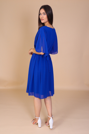 Rochie ROXI, Albastra din Voal cu Maneci Despicate, Engros [3]