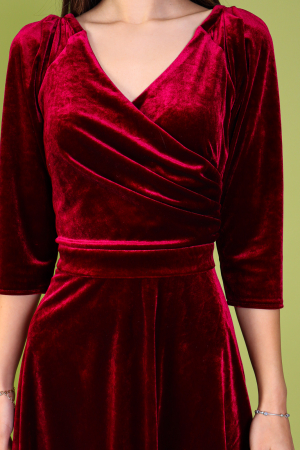 Rochie SANDY, Bordo din Catifea, Engros [2]