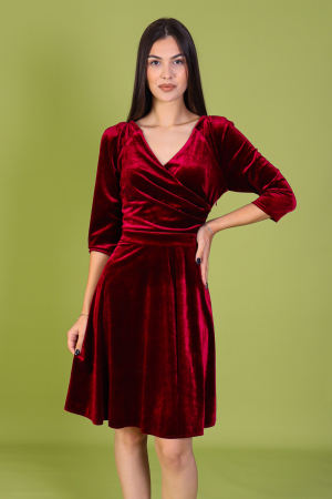Rochie SANDY, Bordo din Catifea, Engros [1]
