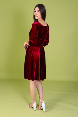 Rochie SANDY, Bordo din Catifea, Engros [3]