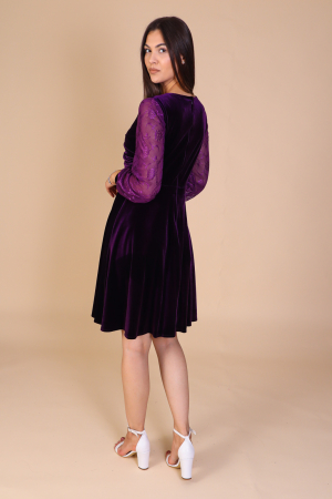 Rochie SANDY din Catifea si Maneci din Dantela, Engros [3]