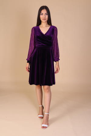 Rochie SANDY din Catifea si Maneci din Dantela, Engros [2]