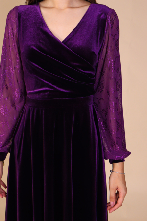 Rochie SANDY din Catifea si Maneci din Dantela, Engros [4]