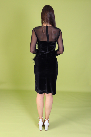 Rochie SAVANNAH din Catifea, Accesorizata cu Puf, Engros [3]