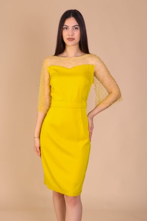 Rochii de Ocazie - Rochie VERONA din Tafta Subtire si Plasa cu Perle