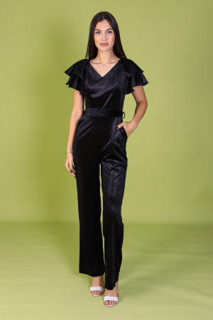 Noutăți - Salopeta BIANCA, Din Catifea Neagra, Engros