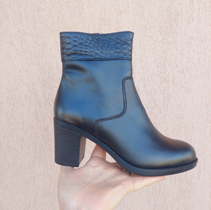 Botine damă piele naturală, guler croco [2]