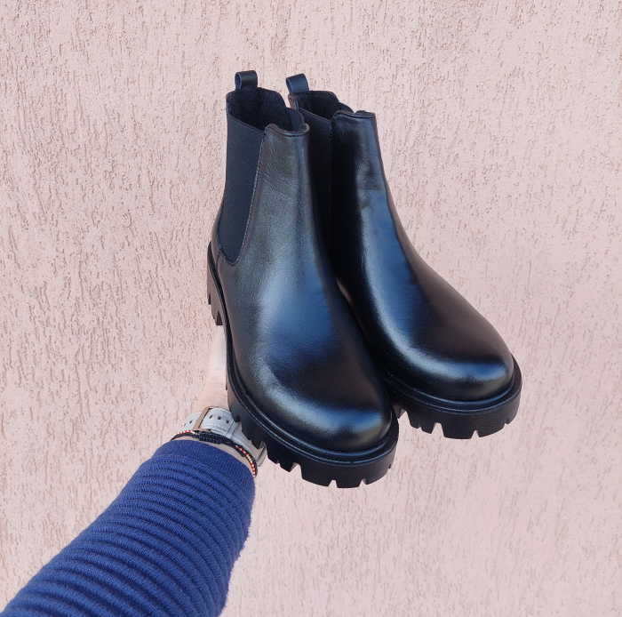 Botine din piele naturala cu elastic [3]