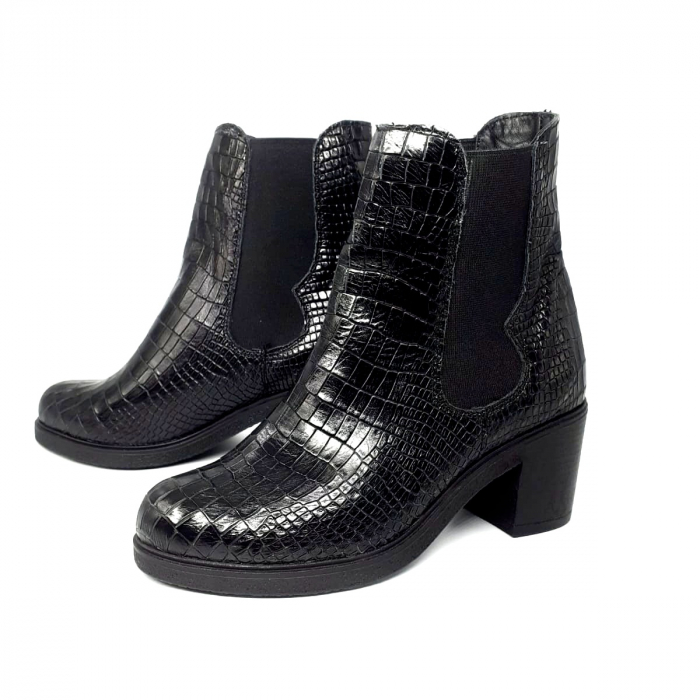 Botine piele naturala croco-lucios cu elastic [2]