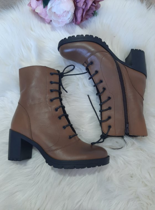 Botine piele naturala lungi cu șiret [3]
