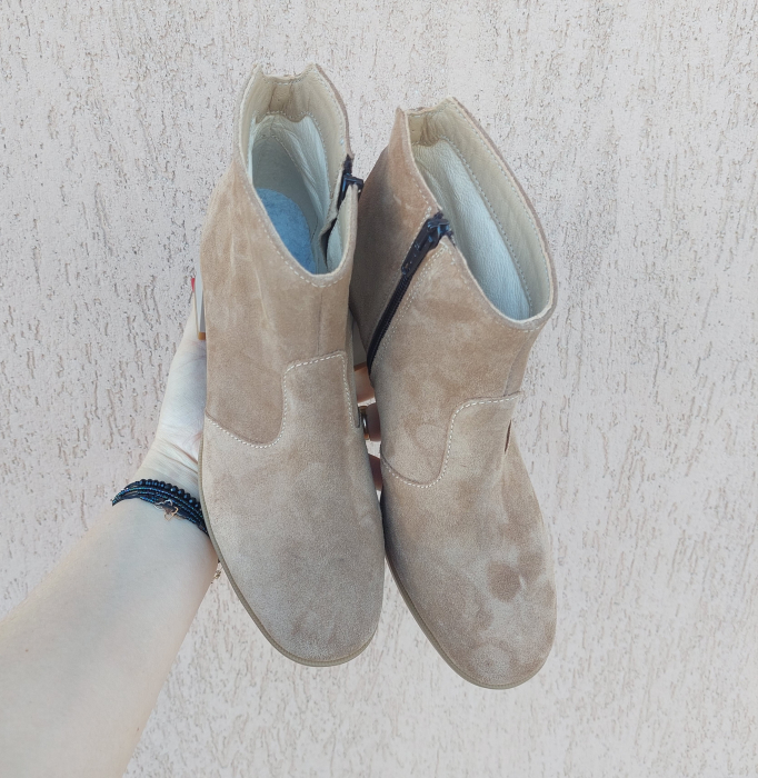 Botine scurte Janet toc gros piele naturala [3]