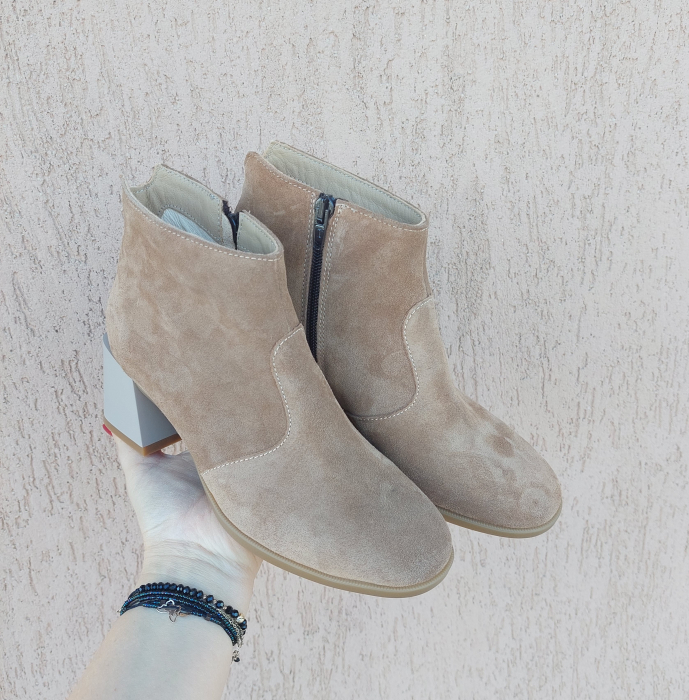 Botine scurte Janet toc gros piele naturala [2]