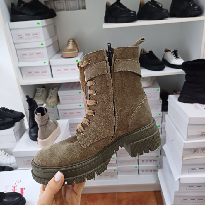 Ghete Astra cu cataramă din piele naturală velur [2]