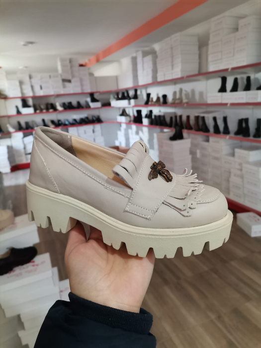 Mocasini cu franjuri Asteria din piele naturală [2]