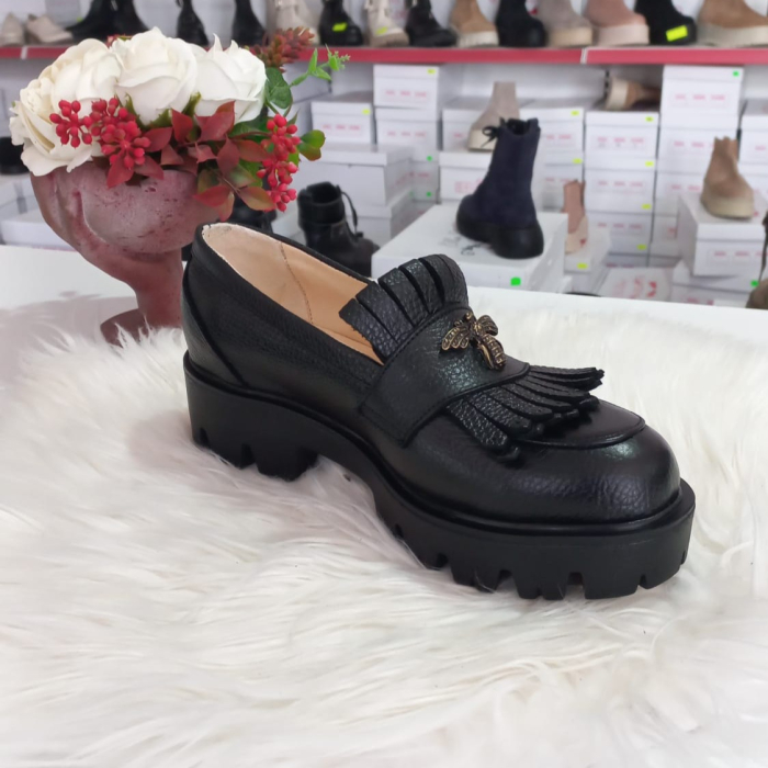 Mocasini cu franjuri Asteria din piele naturală bizonata [5]