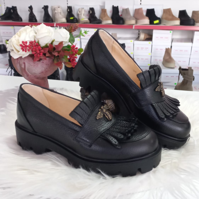 Mocasini cu franjuri Asteria din piele naturală bizonata [6]