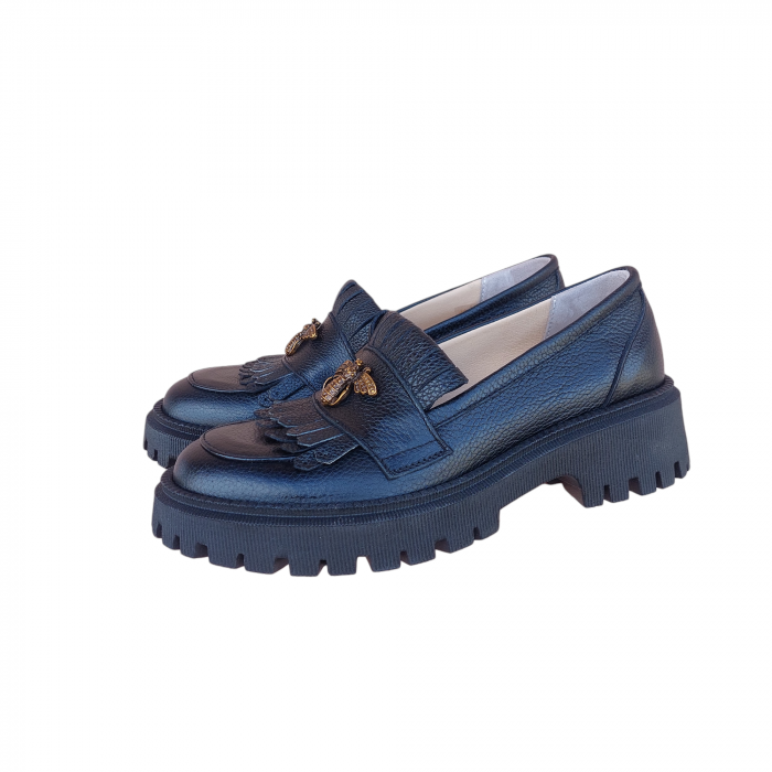 Mocasini cu franjuri Asteria din piele naturală bizonata [4]