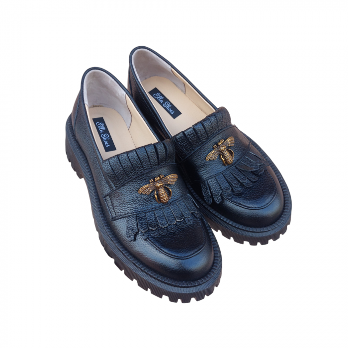 Mocasini cu franjuri Asteria din piele naturală bizonata [3]