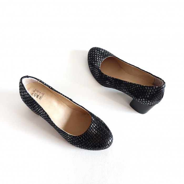Pantofi Ketrin negru croco toc gros [3]