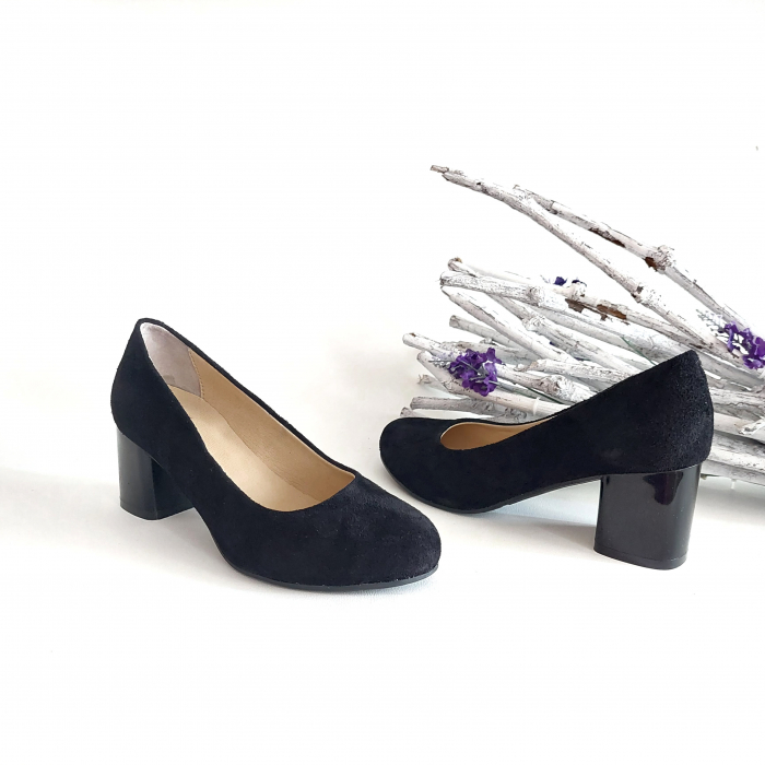 Pantofi Ketrin negru toc gros [2]