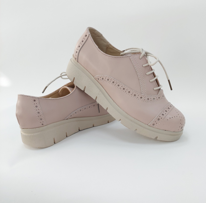 Pantofi nude rose perforati din piele naturala [4]