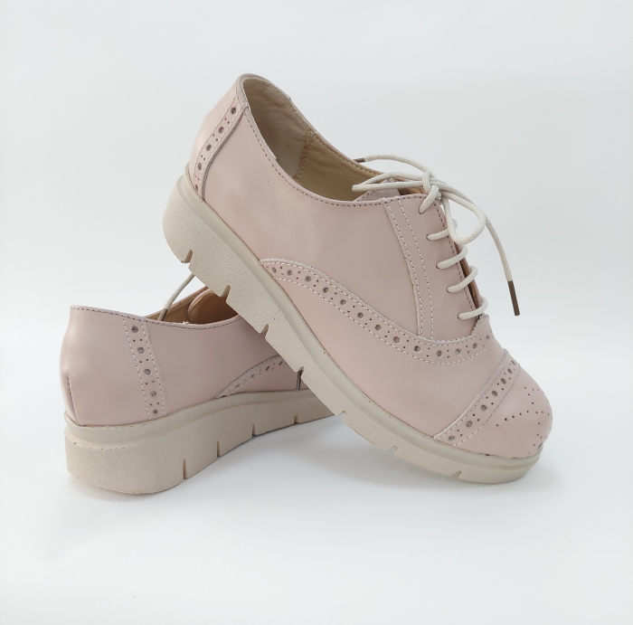 Pantofi nude rose perforati din piele naturala [3]