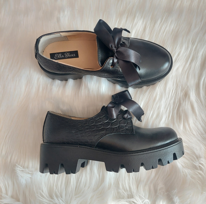 Pantofi piele naturală șiret fundă [2]