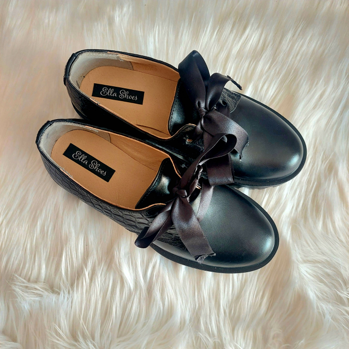 Pantofi piele naturală șiret fundă [3]