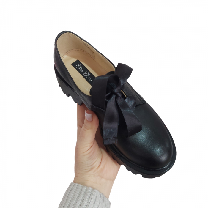 Pantofi piele naturală șiret fundă [3]