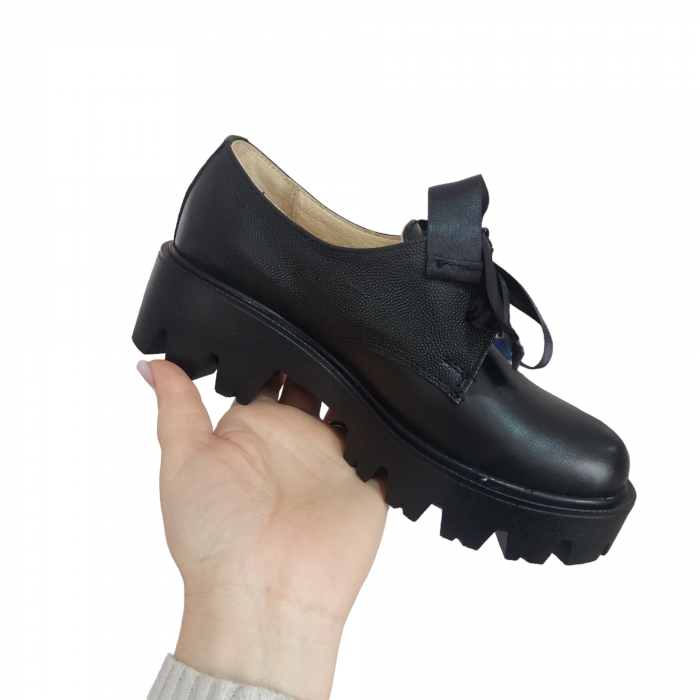 Pantofi piele naturală șiret fundă [2]