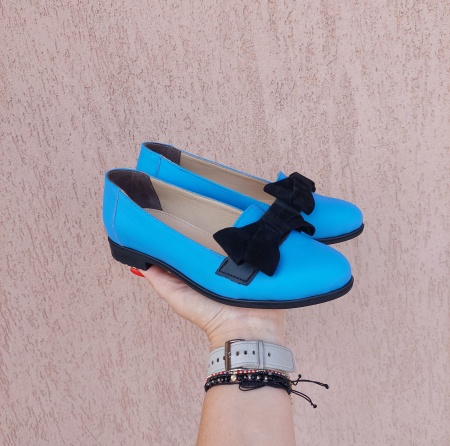 Femei - Mocasini piele naturală cu funda